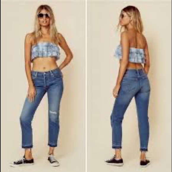 Levi's Blue 501 Frayed Hem Jeans - Picture 3 of 11